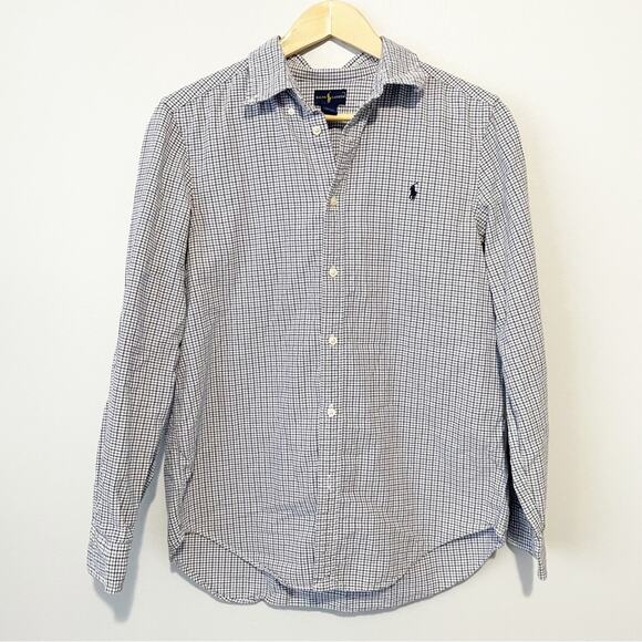 Ralph Lauren boys button down blue checkered plaid top size XL 18 20 cotton - Picture 1 of 6